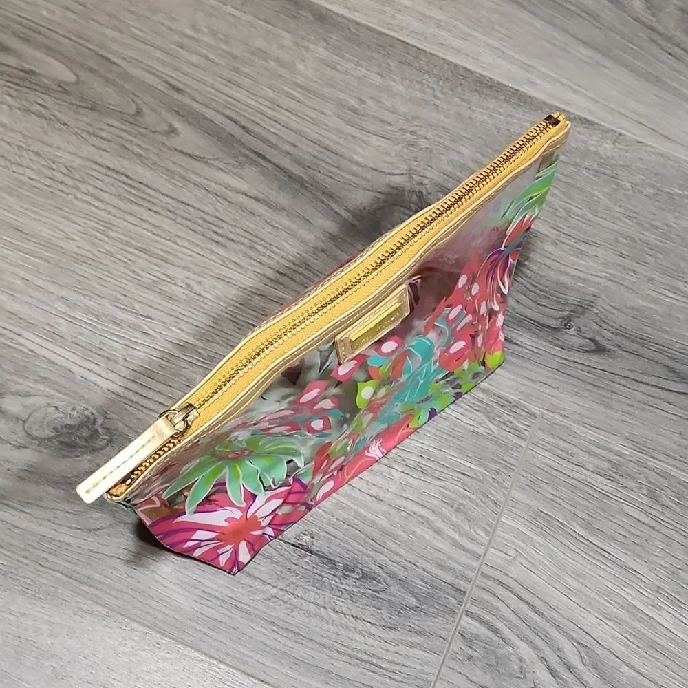 NWOT Simply Southern Clear Floral Travel Clutch Makeup Bag